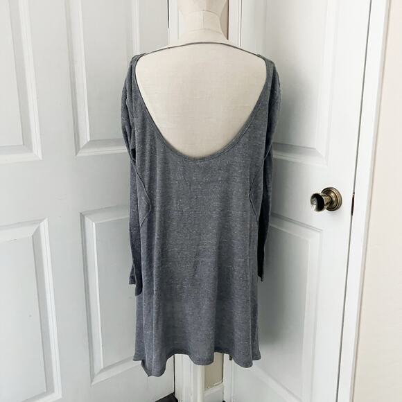 Free People Tunic Top Small Lightweight Waffle Long Sleeve Low Back Gray - Picture 2 of 12